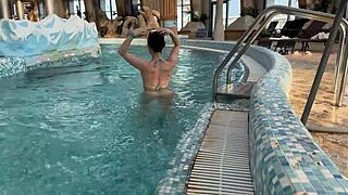 сцена#1 за видео: Quick poolside tryst with big cock and tight pussy