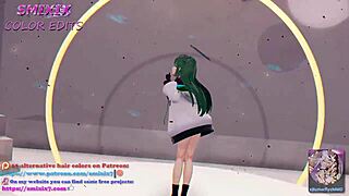 장면#1 동영상을 위해: Watch Yuuka's seductive 3D performance in green ha...