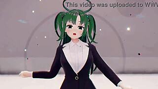 장면#7 동영상을 위해: Watch Yuuka's seductive 3D performance in green ha...