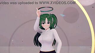 장면#9 동영상을 위해: Watch Yuuka's seductive 3D performance in green ha...